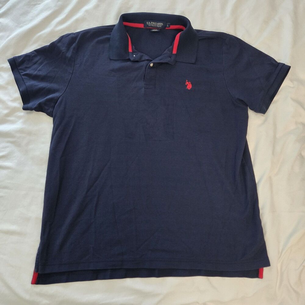 US Polo Assn. Mens Ultimate Pique Cotton Short Sleeve Polo Navy Size Large